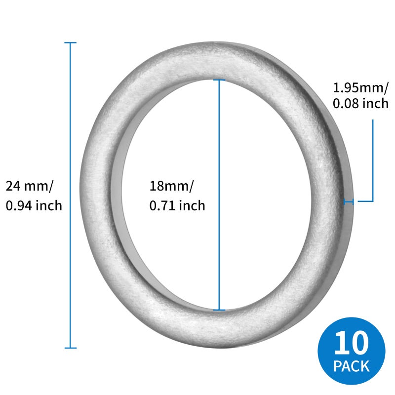 AOIT 10 Pcs Aluminum Transmission Fluid Drain Plug Crush Washer Seal Fits for Toyota Prius Corolla Tacoma Camry, Replacement for The Part# 90430-18008, Used for Change Transmission Fluid - Image 2